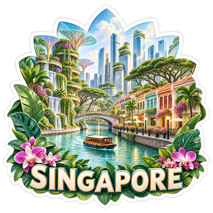 Singapore Tropical River Gardens Vinyl Sticker Decal