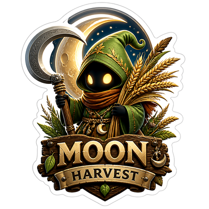 Moon Harvest Hooded Figure with Sickle Vinyl Sticker Decal