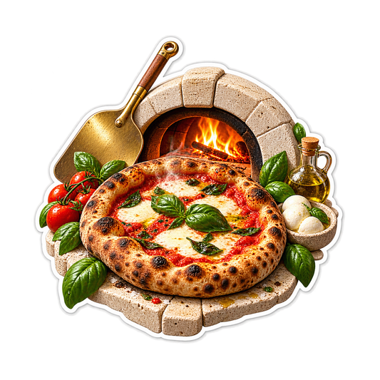 Tomato Basil Pizza Travertine Oven Vinyl Sticker Decal