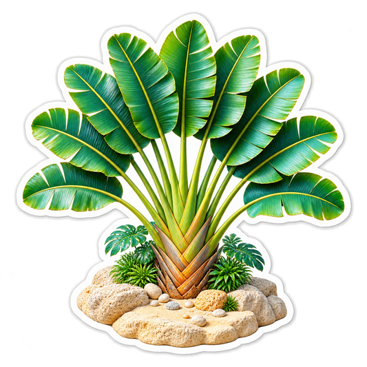 Travellers Palm Sun Fan Vinyl Sticker Decal