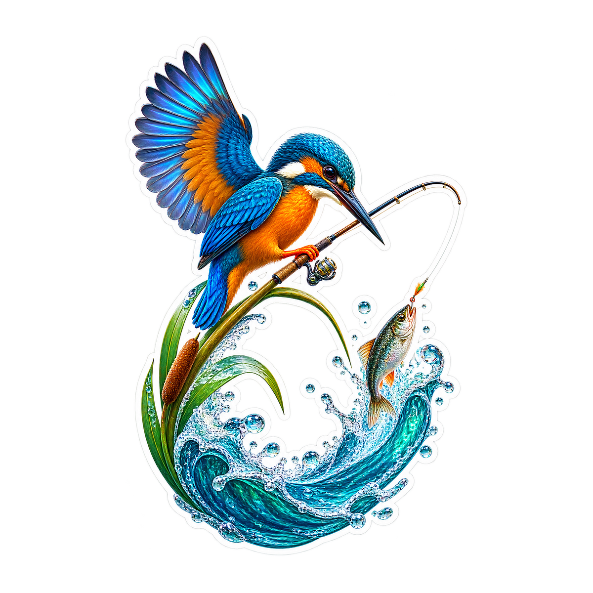 Kingfisher Fisher Vinyl Sticker Decal