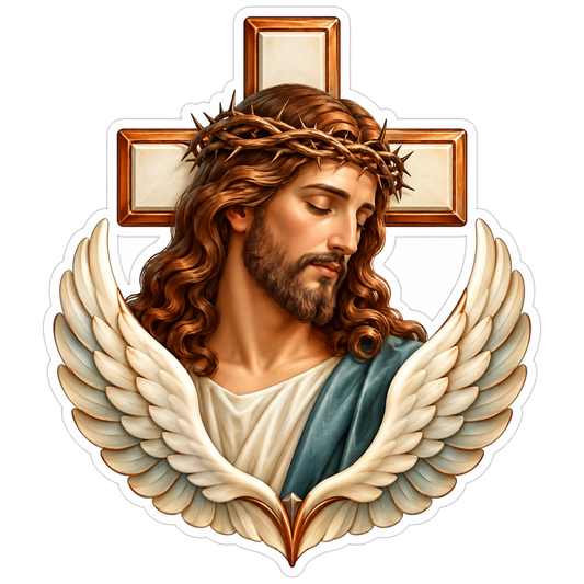 Peaceful Jesus Portrait Crown of Thorns Vinyl Sticker Decal