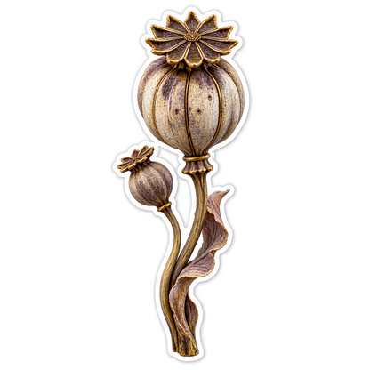 Poppy Pod Porcelain Crown Vinyl Sticker Decal