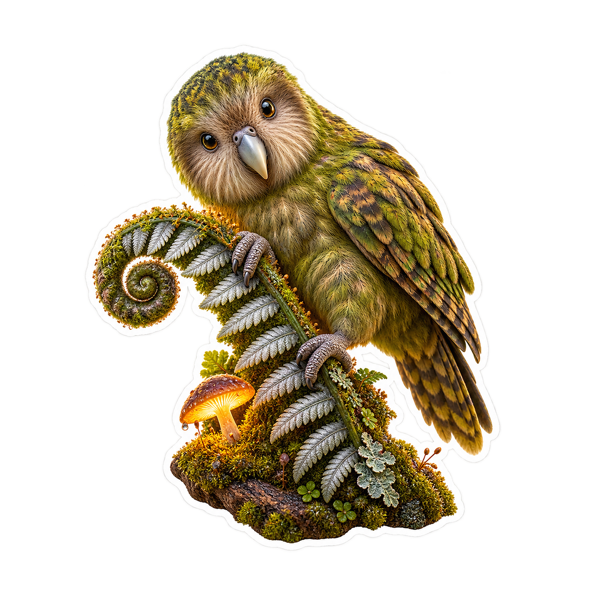 Kakapo Silver Fern Climb Vinyl Sticker Decal