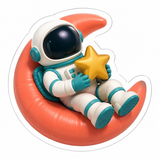 Astronaut Coral Pool Float Golden Star Vinyl Sticker Decal