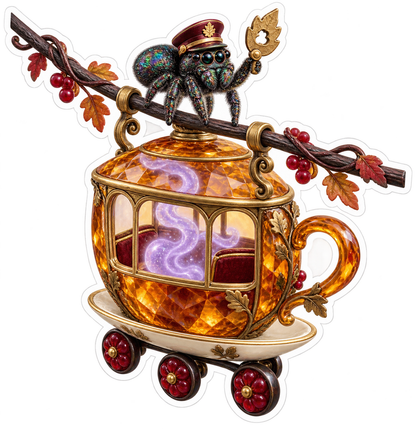 Jumping Spider Autumn Tea Cable Car Conductor Vinyl Sticker Decal