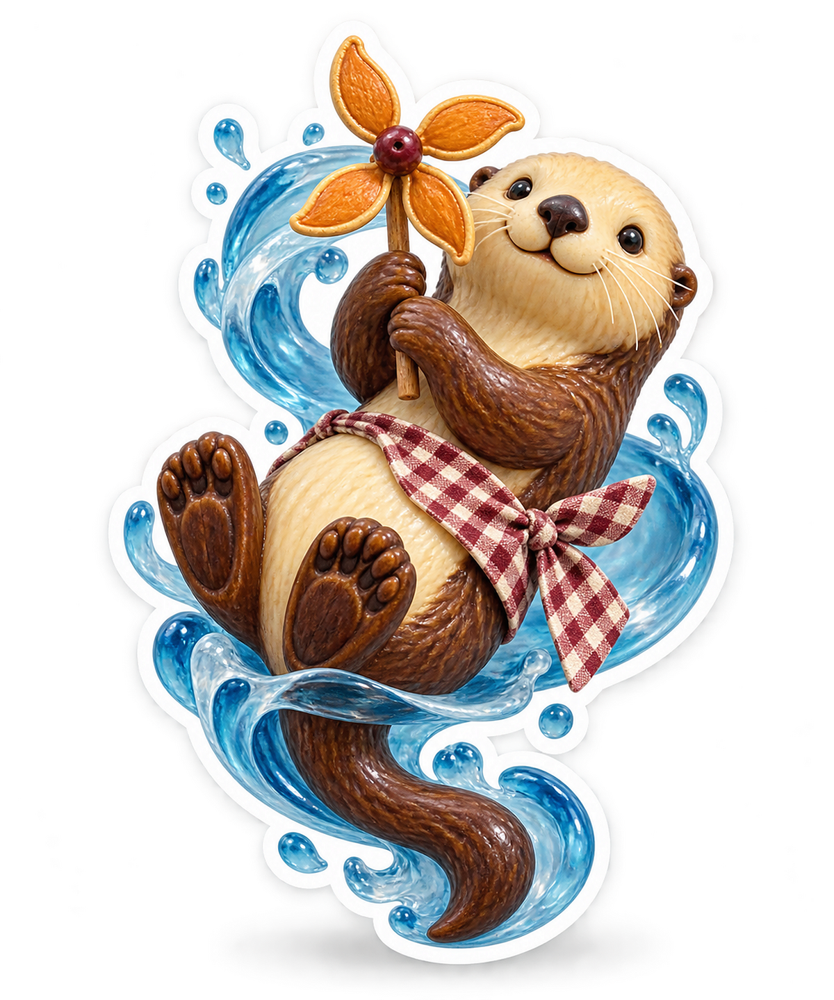 Carved Tagua Sea Otter Pumpkin Picnic Windmill Vinyl Sticker Decal