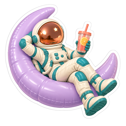 Relaxed Astronaut In Cream Spacesuit Vinyl Sticker Decal