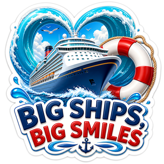 Big Ships Big Smiles Cruise Ship Vinyl Sticker Decal