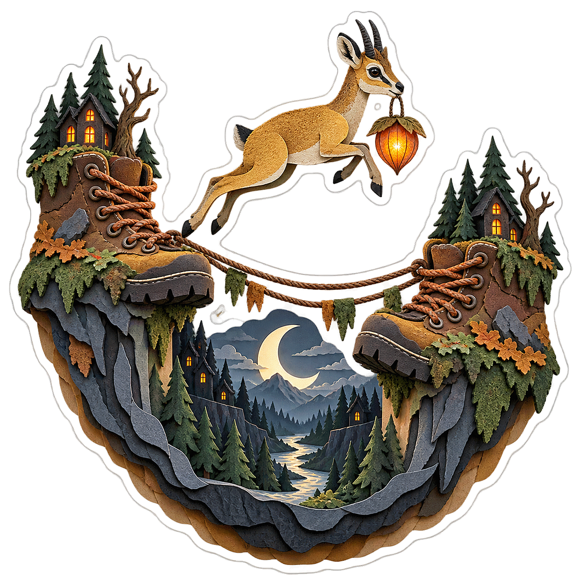 Paper Klipspringer Haunted Hiking Boot Bridge Vinyl Sticker Decal