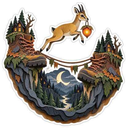 Paper Klipspringer Haunted Hiking Boot Bridge Vinyl Sticker Decal