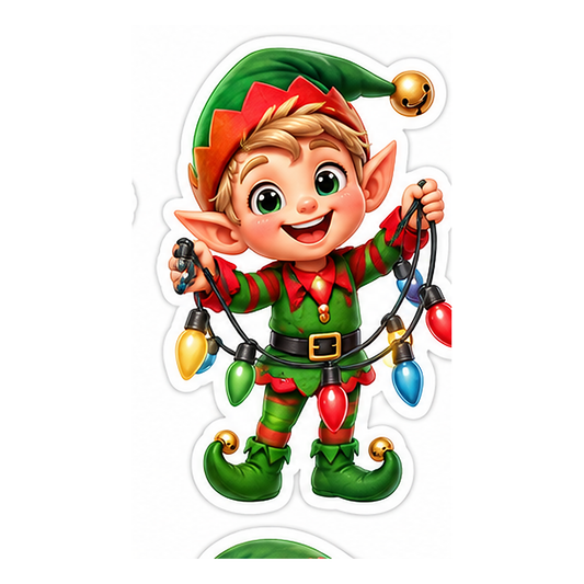 Christmas Elf String Lights Vinyl Sticker Decal