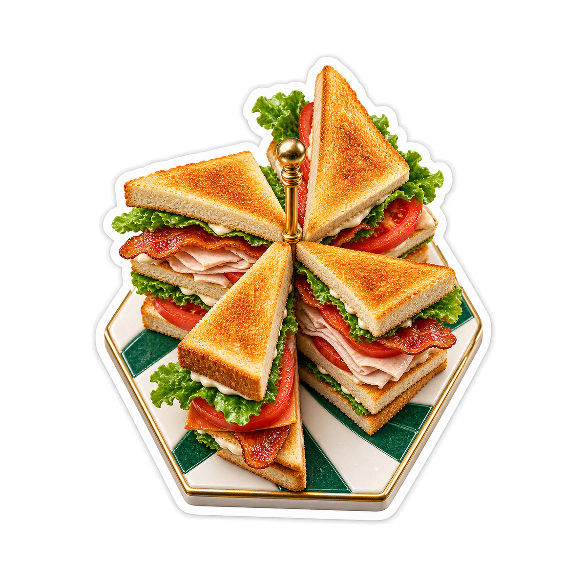 Club Sandwich Brass Pinwheel Vinyl Sticker Decal