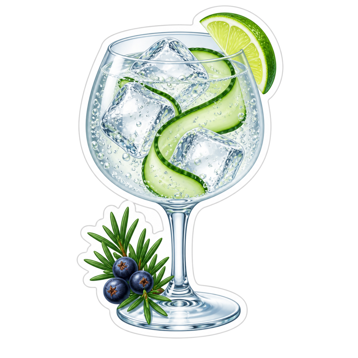 Balloon Goblet Filled With Clear Sparkling Drink Vinyl Sticker Decal