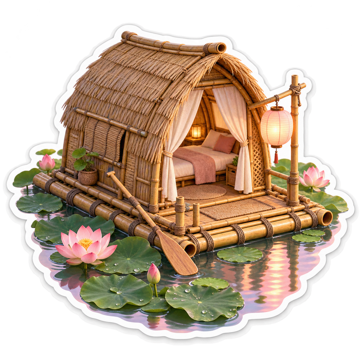 Reed Raft Lotus Retreat Vinyl Sticker Decal