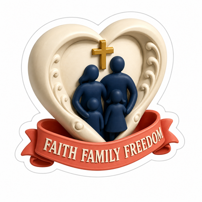 Faith Family Freedom Heart Family Silhouette Vinyl Sticker Decal