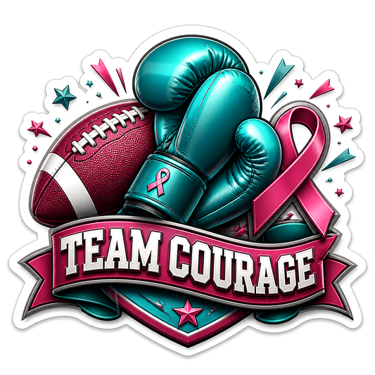 Team Courage Boxing Gloves and Football Vinyl Sticker Decal