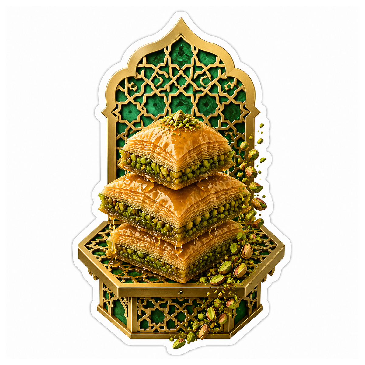 Pistachio Baklava Brass Lattice Vinyl Sticker Decal