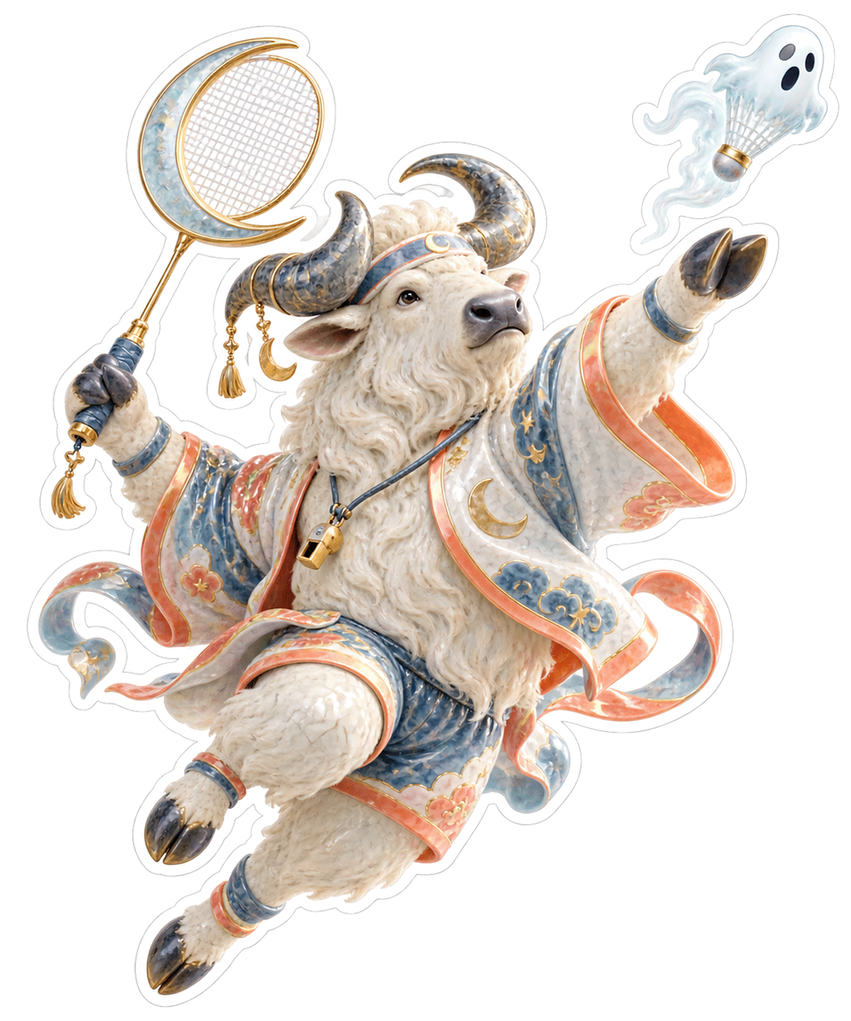 Frosted Porcelain Takin Spectral Badminton Coach Vinyl Sticker Decal
