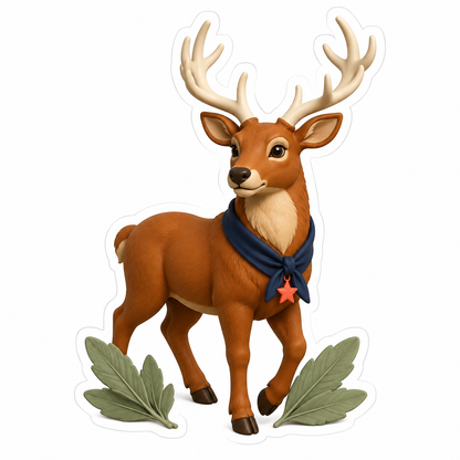 Cinnamon Stag Ivory Antlers Navy Neckerchief Vinyl Sticker Decal