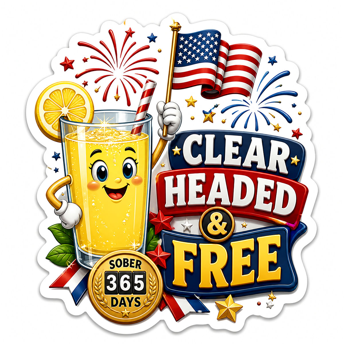 Clear Headed and Free Lemon Drink Vinyl Sticker Decal