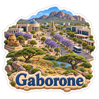 Gaborone Granite Hills Jacaranda Boulevard Vinyl Sticker Decal