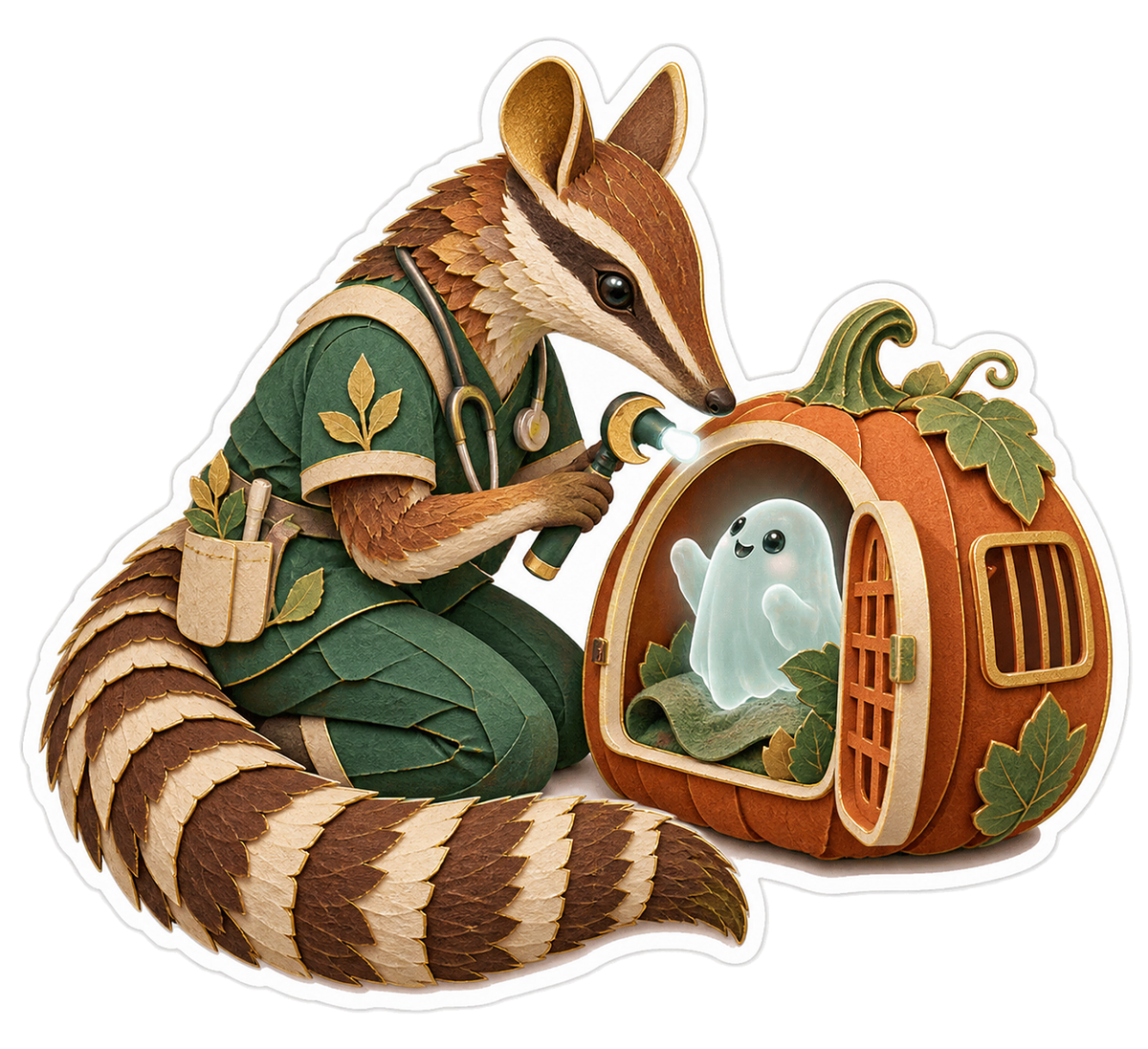Gilded Papercraft Numbat Pumpkin Carrier Vet Tech Vinyl Sticker Decal