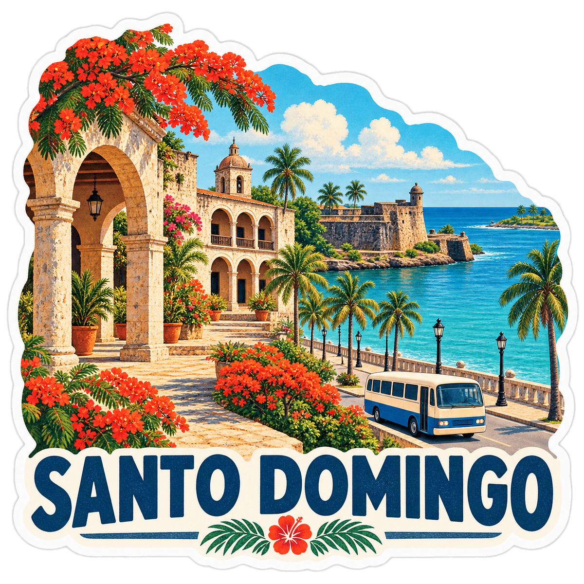 Santo Domingo Caribbean Arcades Malecon Vinyl Sticker Decal