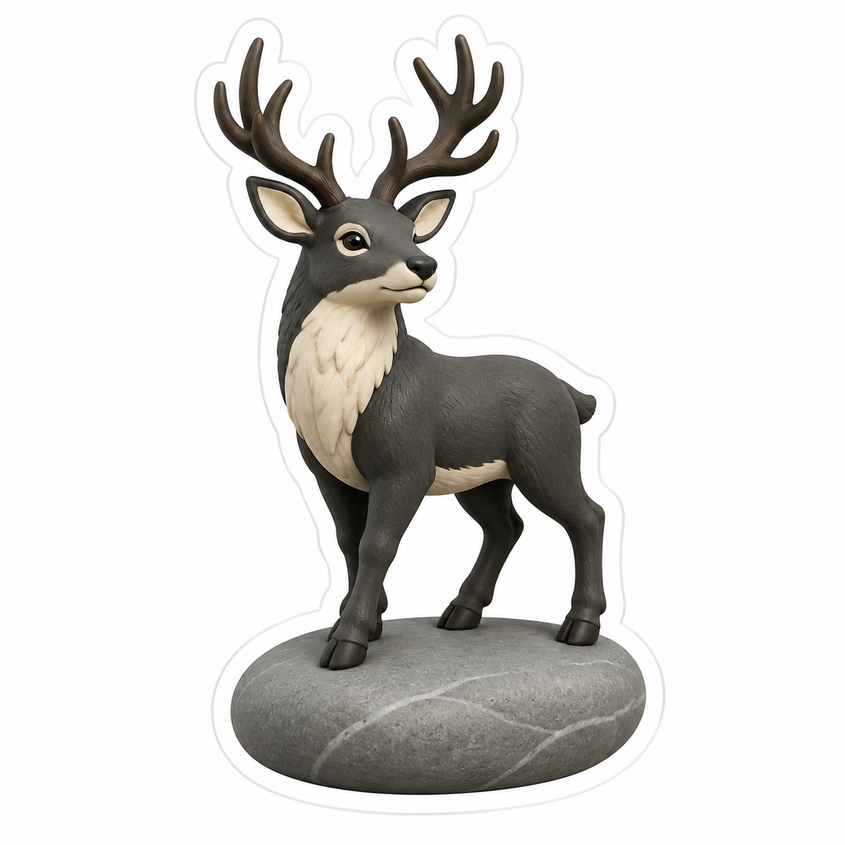 Charcoal And Ivory Woodland Stag Vinyl Sticker Decal
