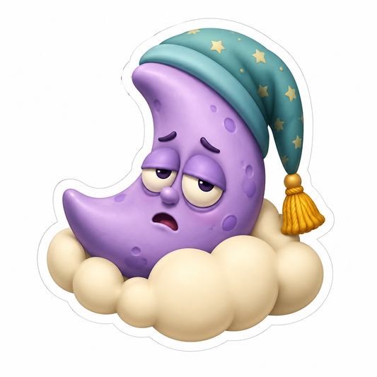 Sleepy Lavender Crescent-Moon Character Vinyl Sticker Decal