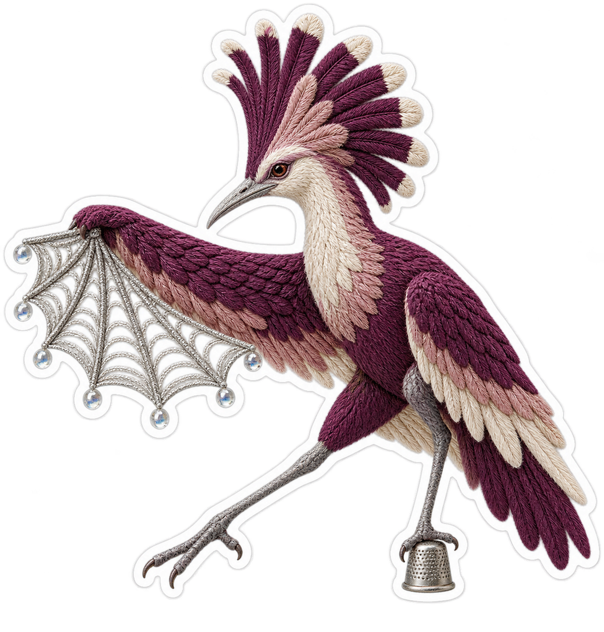 Needlepoint Plum Kagu Cobweb Fan Dancer Vinyl Sticker Decal