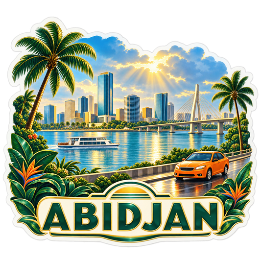 Abidjan Lagoon Skyline Taxi Vinyl Sticker Decal