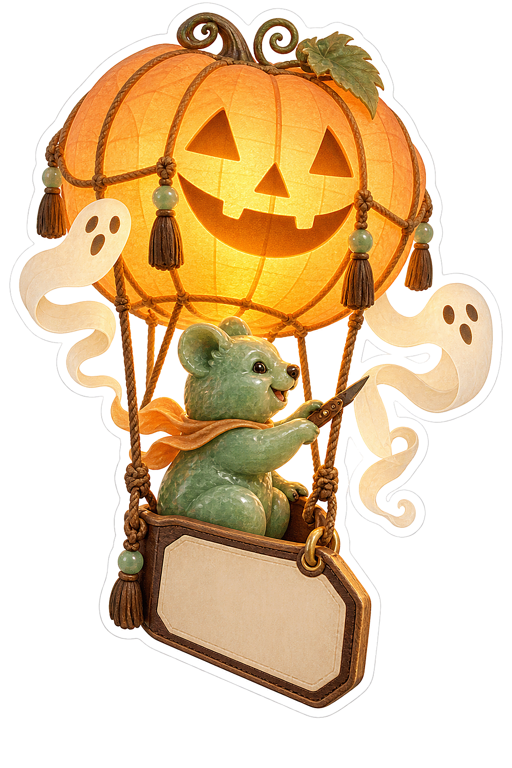 Jade Quokka Pumpkin Balloon Luggage Tag Pilot Vinyl Sticker Decal