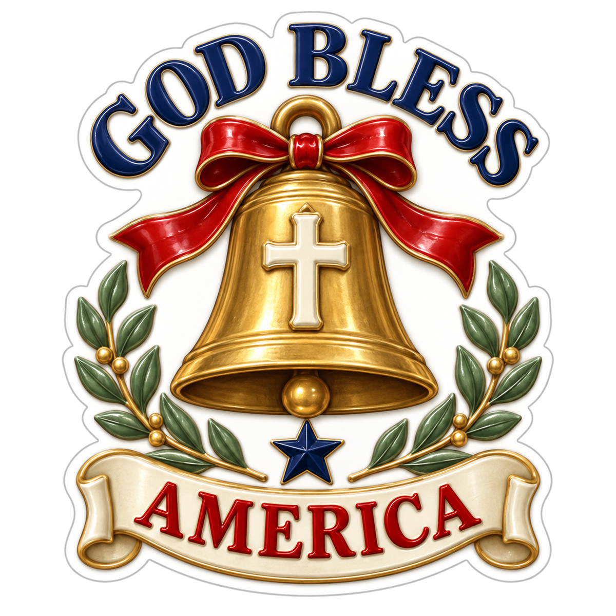 God Bless America Gold Ivory Vinyl Sticker Decal