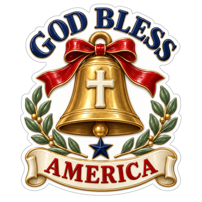 God Bless America Gold Ivory Vinyl Sticker Decal