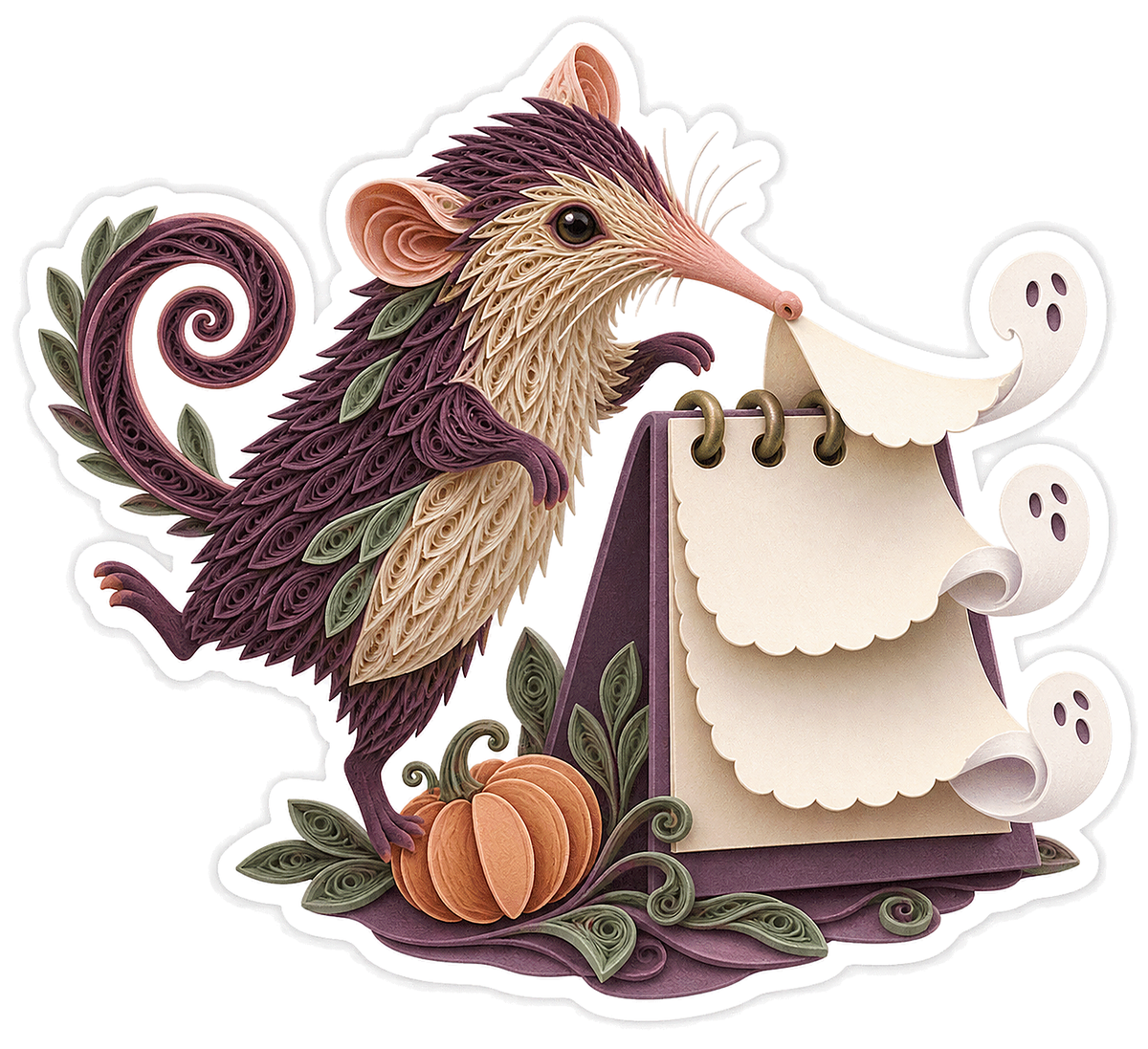 Paper Solenodon Ghost Calendar Page Turner Vinyl Sticker Decal
