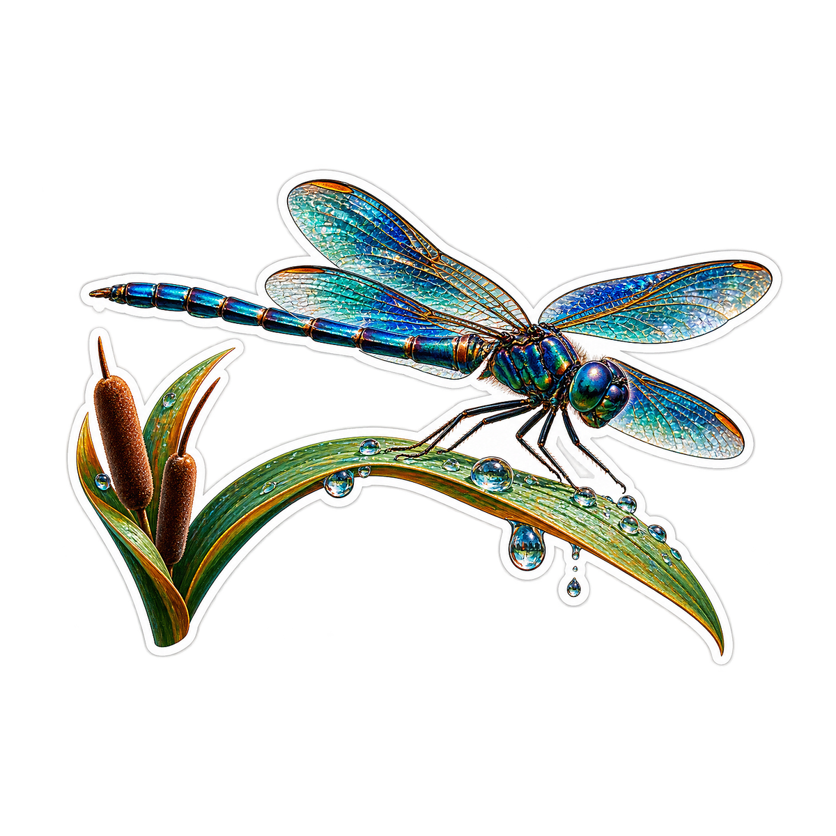 Dragonfly Cattail Skimmer Vinyl Sticker Decal