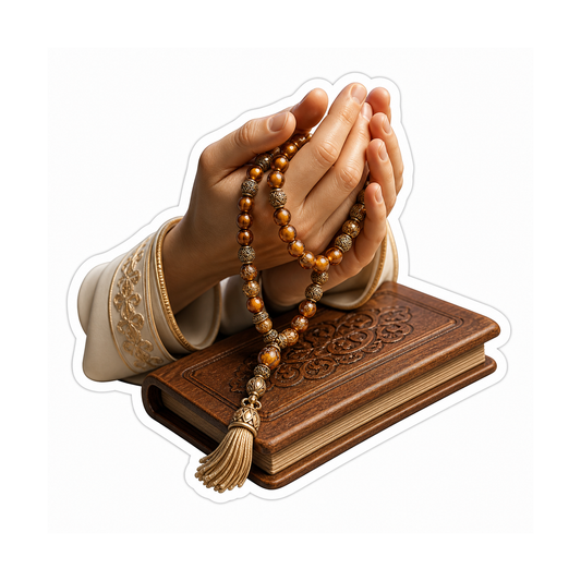 Praying Hands Rosary and Closed Bible Vinyl Sticker Decal