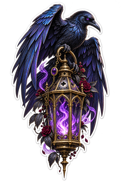 Raven Reliquary Lantern Vinyl Sticker Decal