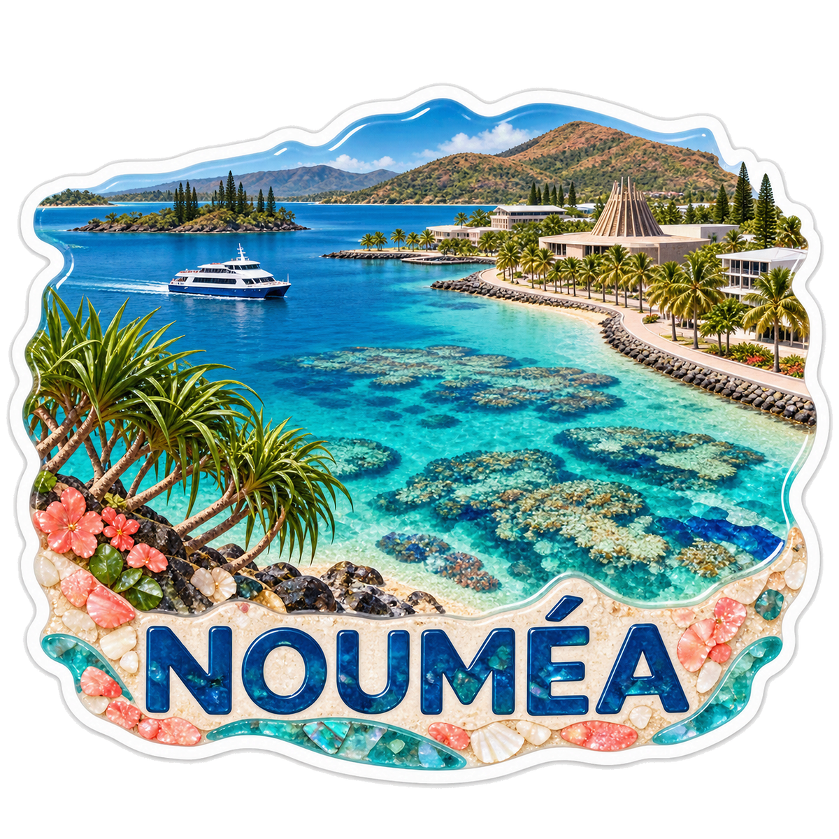 Noumea Lagoon Corals Waterfront Vinyl Sticker Decal