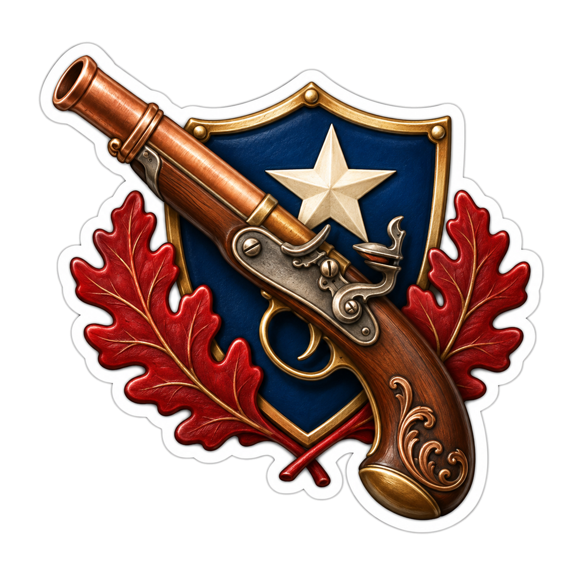 Stylized Antique Flintlock Pistol Vinyl Sticker Decal