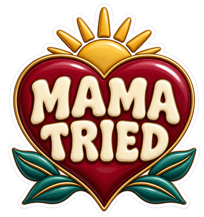 Mama Tried Red Heart and Sun Vinyl Sticker Decal