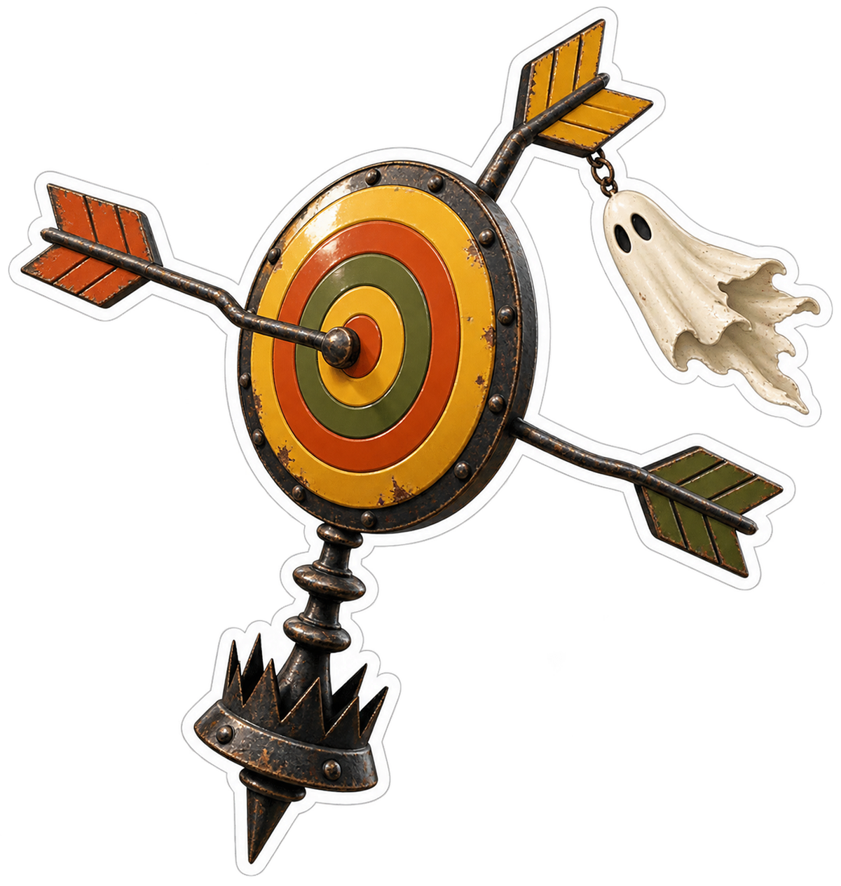 Retro Mustard Haunted Archery Target Weather Vane Vinyl Sticker Decal