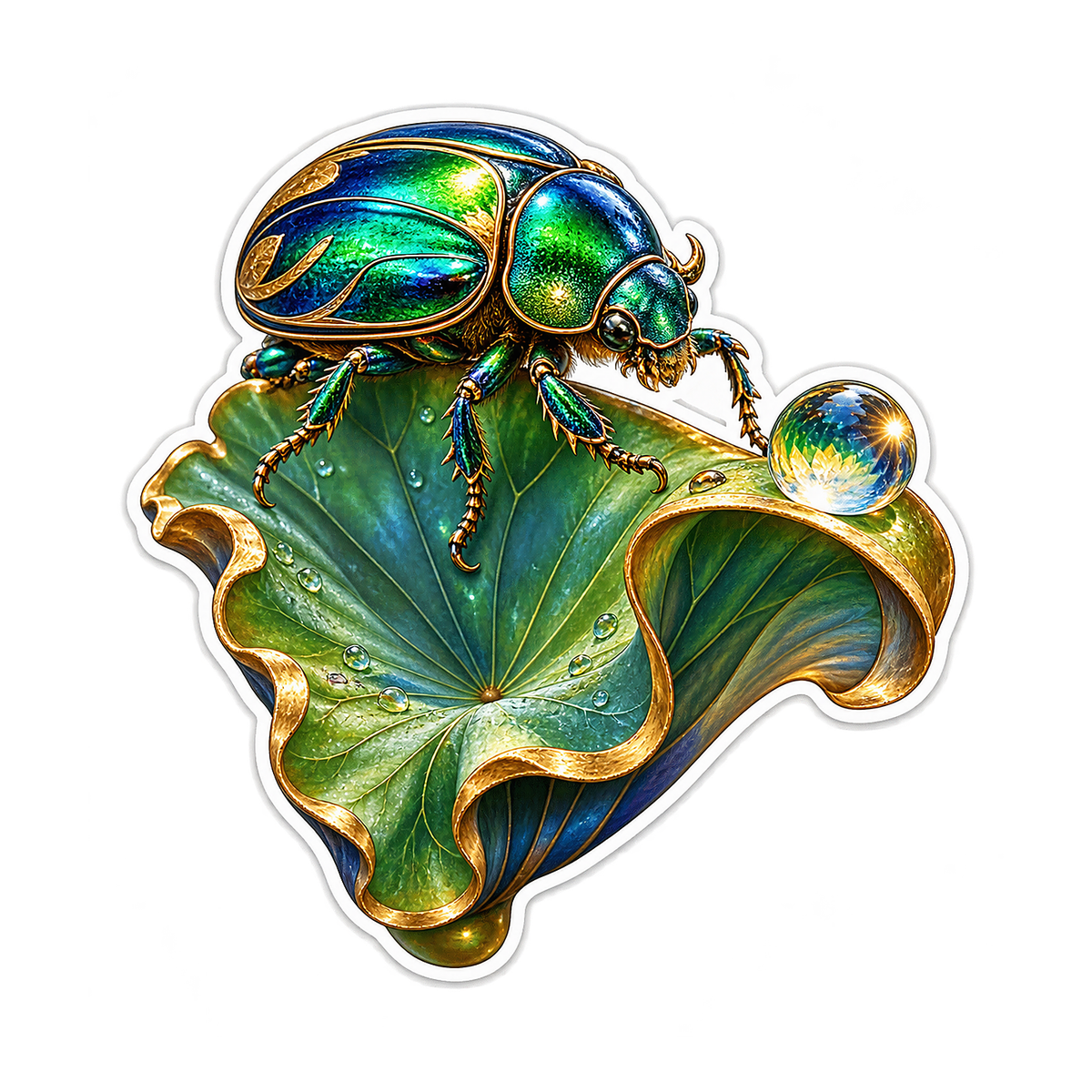 Jewel Scarab Lotus Perch Vinyl Sticker Decal