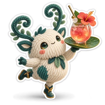 Antlered Marsh Puff Hibiscus Mocktail Balancer Vinyl Sticker Decal