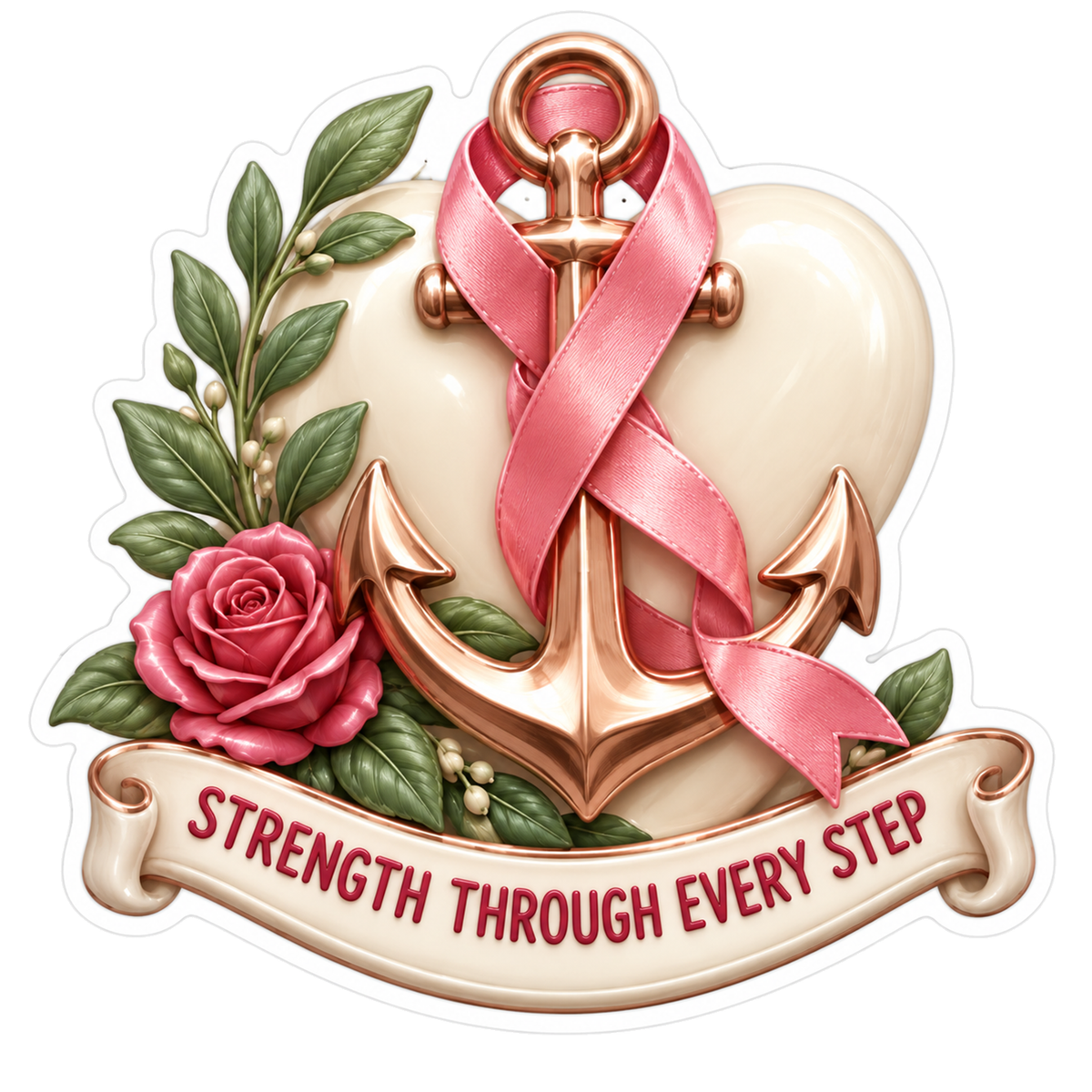 Strong Rose-Gold Anchor Entwined Vinyl Sticker Decal