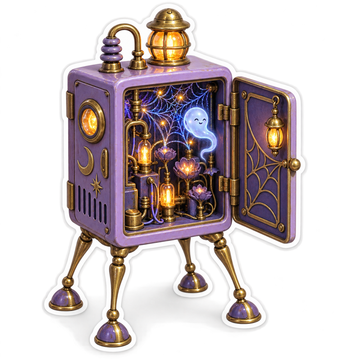 Retro Lilac Haunted Junction Cabinet Lantern Vinyl Sticker Decal