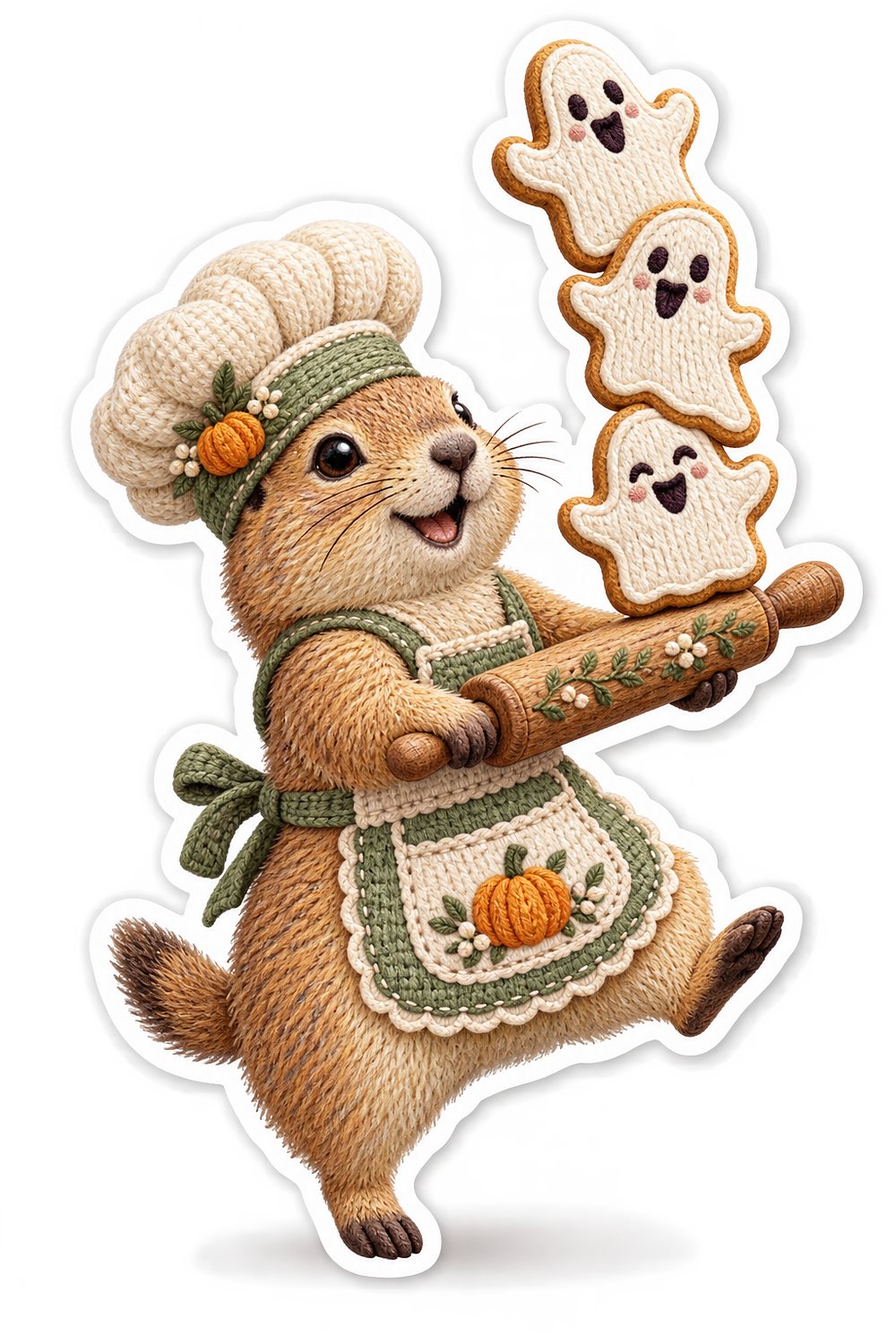 Embroidered Prairie Dog Ghost Biscuit Balancer Vinyl Sticker Decal