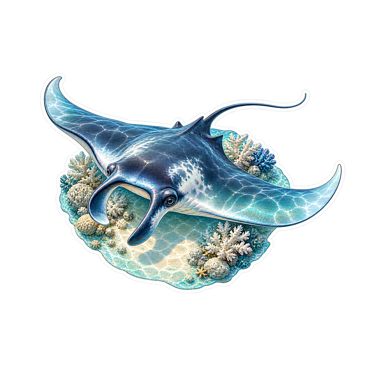 Manta Ray Coral Bank Vinyl Sticker Decal
