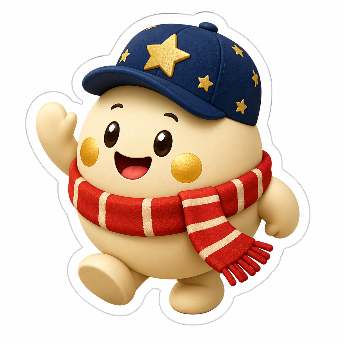 Round Cream Smiley Character Vinyl Sticker Decal